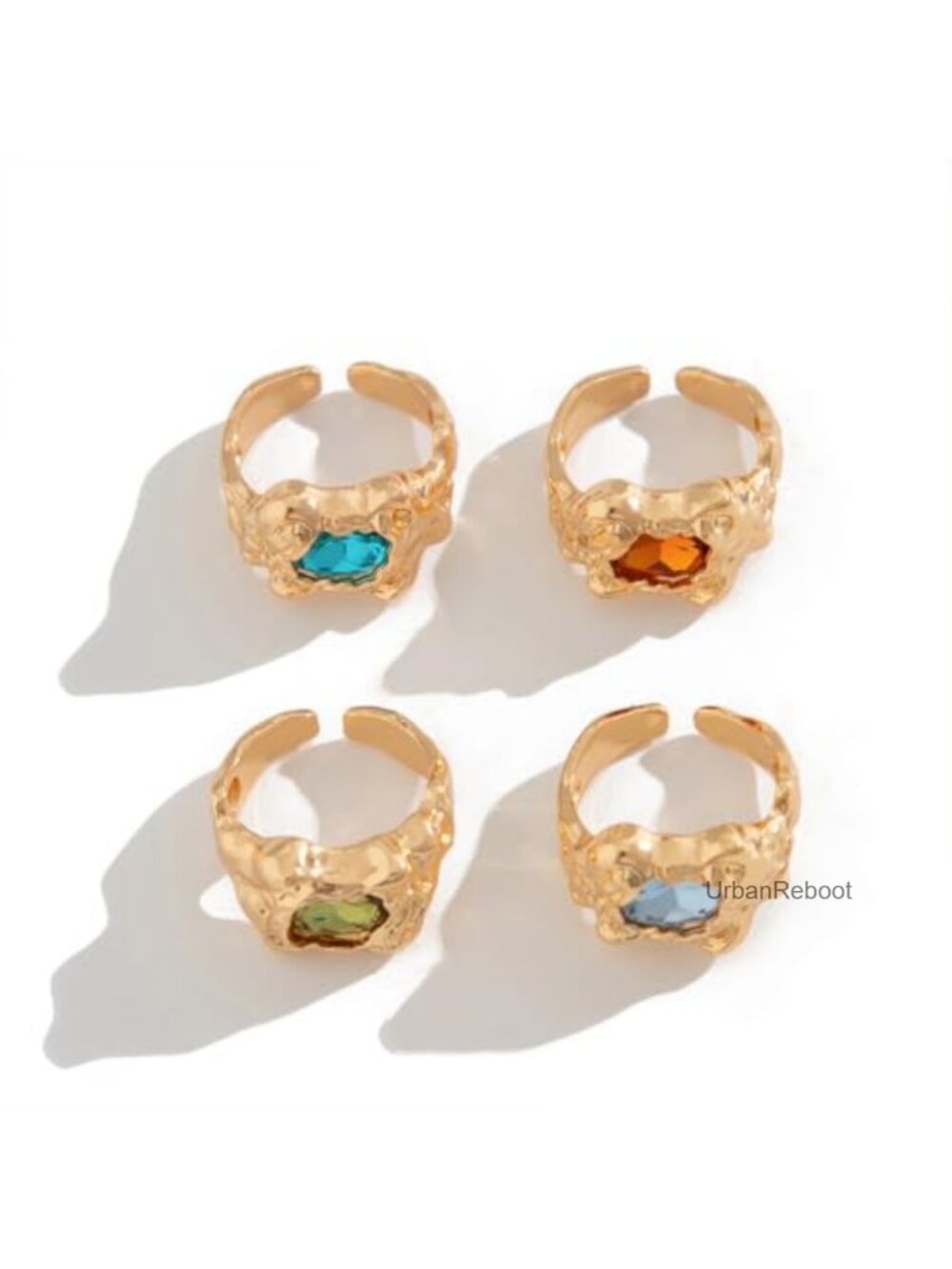 Chunky Hammered Stackable Statement Rings Adjustable One Size - Picture 6 of 6